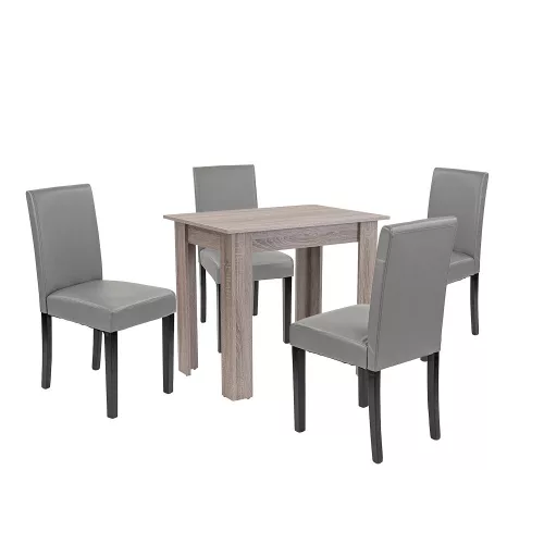 Leon 4+1 esstisch set york eiche grau