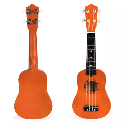 Ukulelengitarre aus Holz für Kinder, 4 Nylonsaiten braun