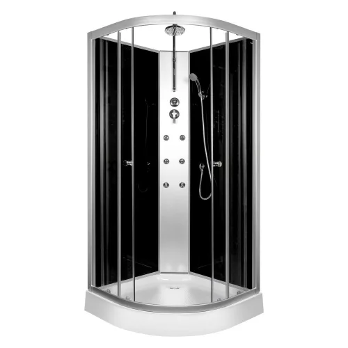 Mia 90x90 cm gebogene Duschkabine mit Hydromassage