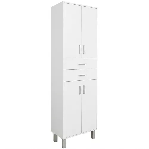 Nerva 60 Hochschrank mit 4 Türen und 2 Schubladen weiß