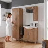 Nerva 60 Hochschrank mit 4 Türen, 2 Schubladen, rot sil