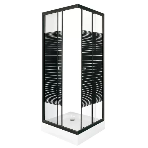 PICO Black stripe 70 quadratische Duschkabine mit Duschwanne