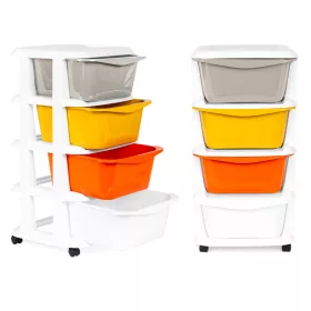   Rollbarer Spielzeugschrank mit Schubladen 4 Stück, leicht 36x35,5x74 cm
