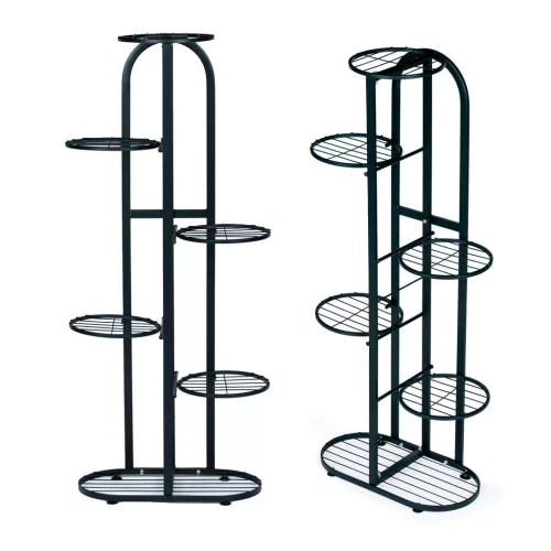 Moderner Blumenhalter aus Metall, 6 Etagen, schwarz