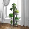 Moderner Blumenhalter aus Metall, 6 Etagen, schwarz