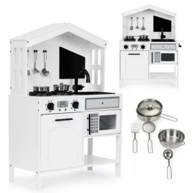 Kinderküche aus Holz, Backofen, Mikrowellenherd, Zubehör