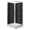 Polo Black II 90x90 cm quadratische schwarze Rückwand-Duschkabine mit Duschwanne