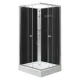 Polo Black II 90x90 cm quadratische schwarze Rückwand-Duschkabine mit Duschwanne