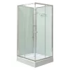 Polo White II 80x80 cm quadratische weiße Rückwand-Duschkabine mit Duschwanne