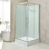 Polo White II 80x80 cm quadratische weiße Rückwand-Duschkabine mit Duschwanne