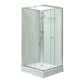 Polo White II 90x90 cm quadratische weiße Rückwand-Duschkabine mit Duschwanne