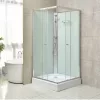 Polo White II 90x90 cm quadratische weiße Rückwand-Duschkabine mit Duschwanne