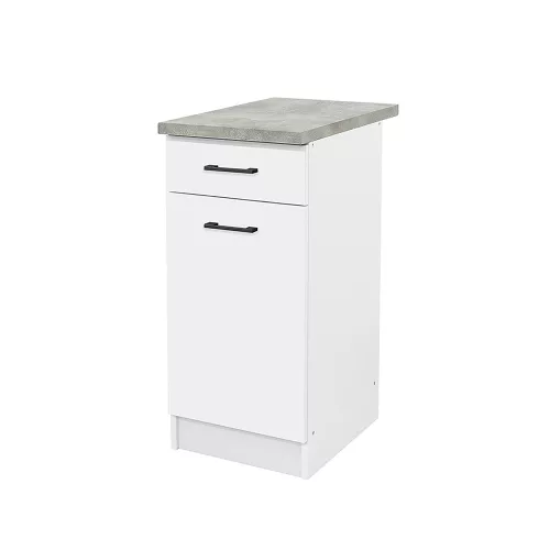 Praktik 40 Unterschrank 1 Tür 1 Schublade, weiß-weiß