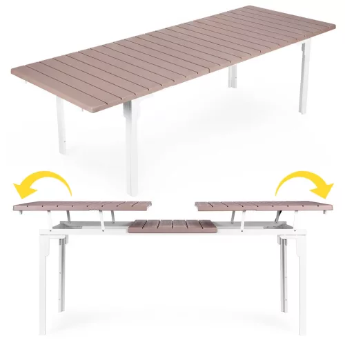 Ausziehbarer Gartentisch 180-240 cm für 12 Personen, beige