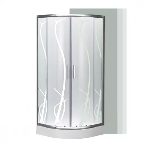 Spirit Bamboo 90x90 cm gebogene Duschkabine mit Duschwanne