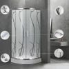 Spirit Bamboo 90x90 cm gebogene Duschkabine mit Duschwanne