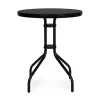Runder Gartentisch mit Metallgestell 60 cm gehärtetes Glas, schwarz
