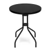 Runder Gartentisch mit Metallgestell 60 cm gehärtetes Glas, schwarz