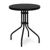 Runder Gartentisch mit Metallgestell 60 cm gehärtetes Glas, schwarz