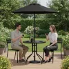 Runder Gartentisch mit Metallgestell 80 cm gehärtetes Glas, schwarz