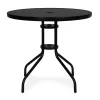 Runder Gartentisch mit Metallgestell 80 cm gehärtetes Glas, schwarz