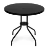 Runder Gartentisch mit Metallgestell 80 cm gehärtetes Glas, schwarz
