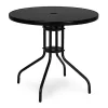Runder Gartentisch mit Metallgestell 80 cm gehärtetes Glas, schwarz