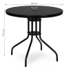 Runder Gartentisch mit Metallgestell 80 cm gehärtetes Glas, schwarz