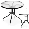 Runder Gartentisch aus Glas mit Metallgestell 80 cm