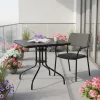 Gartentisch mit Metallgestell 80x80 cm gehärtetes Glas, schwarz