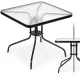 Gartentisch aus Glas mit Metallgestell 80x80 cm