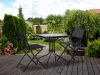 Gartentisch aus Glas mit Metallgestell 80x80 cm