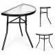 SC90 Metallgestell Glas Couchtisch für Terrasse, halbrund