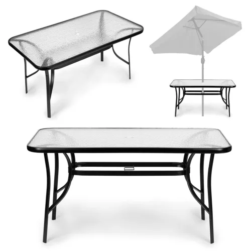 Gartentisch aus Glas mit Metallgestell 120x70 cm