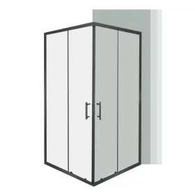   Spirit Clear 80x80 cm quadratische Duschabtrennung ohne Duschwanne schwarz