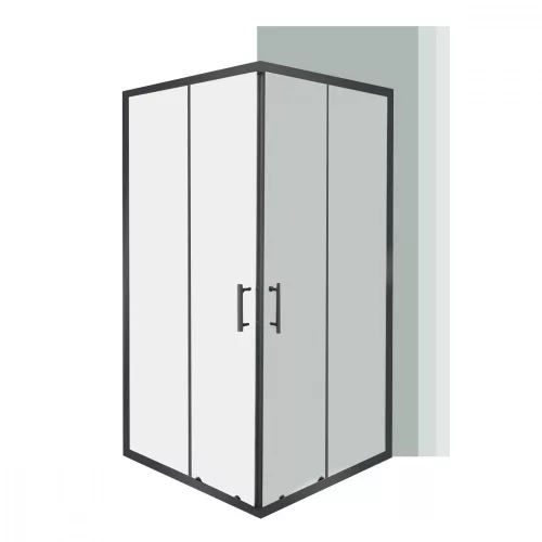 Spirit Clear 80x80 cm quadratische Duschabtrennung ohne Duschwanne schwarz