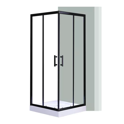 Spirit Clear 80x80 cm quadratische Duschkabine mit Duschwanne schwarz