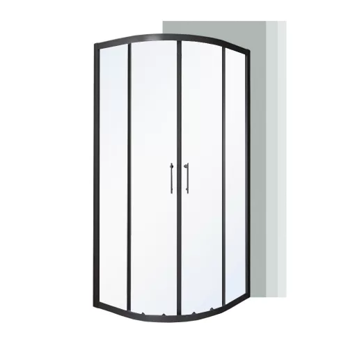 Spirit Clear 80x80 cm gebogene Duschkabine ohne Duschwanne schwarz