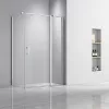 Einfache asymmetrische Duschabtrennung 80x100 cm mit zu öffnender Tür ohne Duschwanne