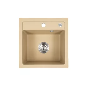   Nia quadratischer Einzelwaschtisch aus Granit mit Siphon beige