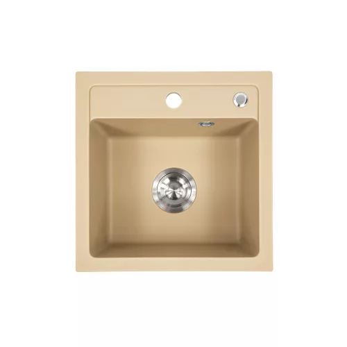 Nia quadratischer Einzelwaschtisch aus Granit mit Siphon beige