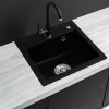 Nia quadratischer Granit-Einzelwaschtisch mit Siphon schwarz