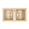 Tia quadratisches Waschbecken mit zwei Becken aus Granit mit Siphon beige