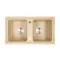 Tia quadratisches Waschbecken mit zwei Becken aus Granit mit Siphon beige