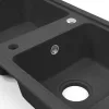 Tia quadratisches Waschbecken mit zwei Becken aus Granit mit Siphon schwarz