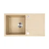 Gori quadratisches Einzelwaschbecken + Abtropffläche aus Granit mit Siphon beige