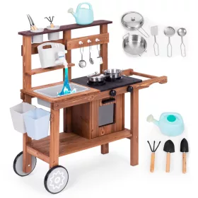 Outdoor-Kinderküche aus Holz mit Zubehör