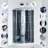 Vital Black 90x90 cm gebogene Hydromassage-Duschkabine