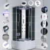 Vital Black 80x80 cm gebogene tiefe Badewanne Hydromassage-Duschkabine