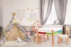 Kindermöbel-Set aus Holz mit Tisch und 2 Stühlen